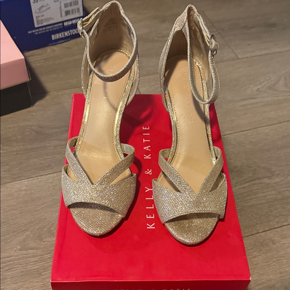 Kelly & Katie Glittering Gold Heels